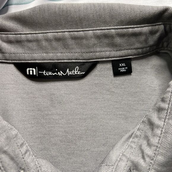 Travis Mathew Spyglass Hill Polo Shirt Mens XXL Blue Gray Golf Performance - Picture 7 of 8